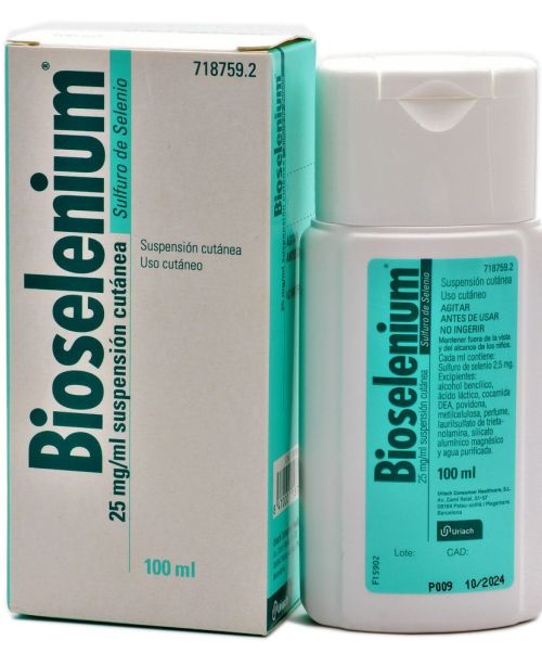 Bioselenium 2.5% - Champú que calma el picor y la caspa del cuero cabelludo causado por dermatitis seborreica.