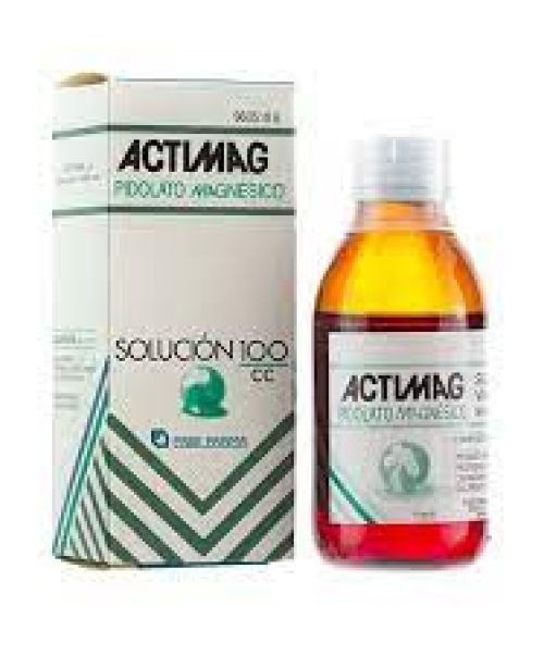 Actimag 2g/5ml - Es una solución a base de magnesio que ayuda a disminuir el cansancio y la fatiga, contribuye al equilibrio electrolítico, a la síntesis protéica y al metabolismo energético normal. Participa en el funcionamiento normal del sistema nervioso, de los músculos y de los huesos.