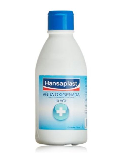 Agua Oxigenada Hansaplat - Es un tratamiento adecuado para la higiene y limpieza de la piel sana o con heridas y rasguños.