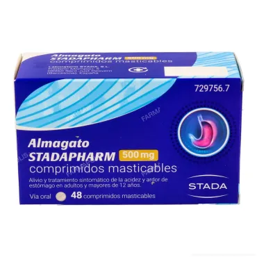  - Antiácido a base de sales de aluminio y magnesio, que actúan modificando el pH. Trata los procesos que cursen con acidez como gastritis, úlcera, dispepsia o reflujo.
