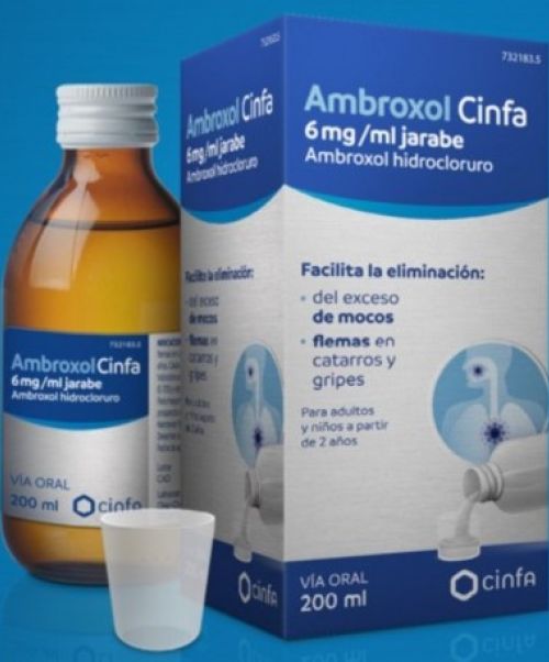 Ambroxol cinfa 6mg/ml - Jarabe que trata las secreciones bronquiales, ayudando a fluidificar el moco y las flemas.