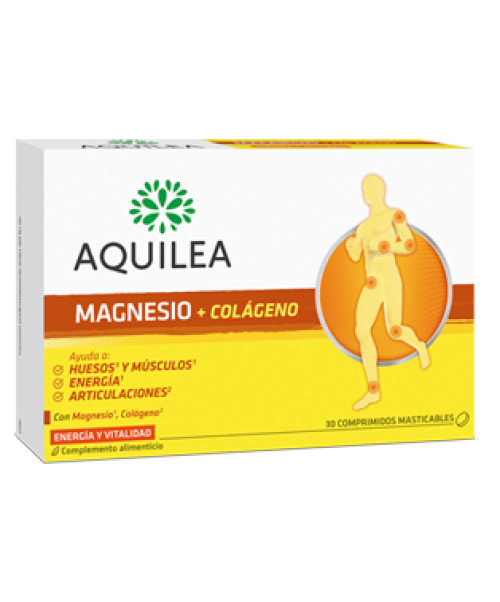 Aquilea magnesio+colágeno - Es la combinación ideal que te ayuda a recuperar el tono muscular. Aportando energía para tus músculos, articulaciones y huesos.