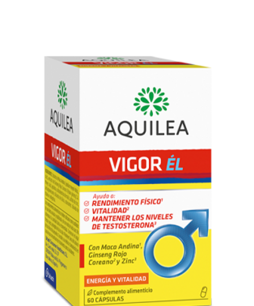 Aquilea Vigor Él - Suplemento alimenticio vigorizante para el rendimiento masculino, ayudando a que los hombres se sientan con más energía y vitalidad.