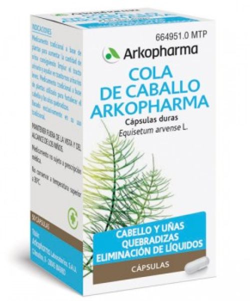 Arkocápsulas cola de caballo 190mg - Son unas cápsulas con efecto diurético que ayudan a disminuir la retención de líquidos.