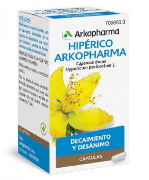 Hipérico arkopharma 185mg - Cápsulas para el tratamiento sintomático y a corto plazo de los estados de decaimiento leves, que cursan con pérdida de interés, cansancio y alteraciones del sueño. 