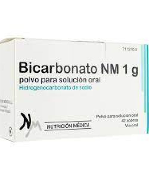 Bicarbonato NM - Antiácido a base de bicarbonato de sodio que actúa modificando el pH o acidez del estómago. Alivia patologías como acidez, gastritis, úlcera, dispepsia o reflujo.