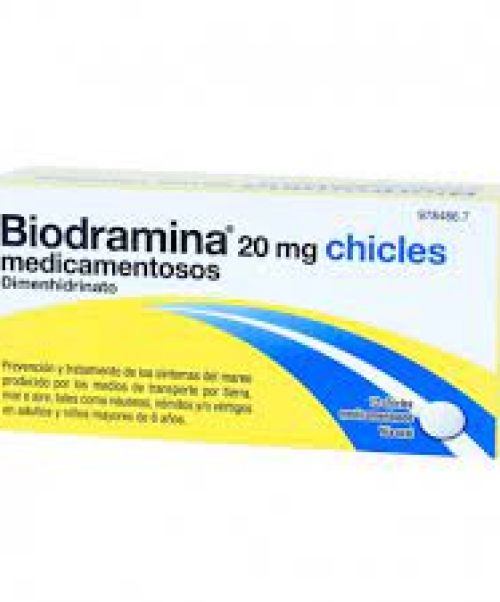 Biodramina (20 mg) - Son unos chicles para el mareo. Valen para los mareos de los viajes, ya sean en autobús, barco o coche. Evitan los vómitos.