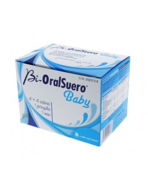 Bioralsuero Baby - Suero oral con probióticos para prevenir y tratar las alteraciones gastrointestinales en los bebés, que provocan diarrea y, como consecuencia, pérdida de agua, electrolitos y microflora intestinal.