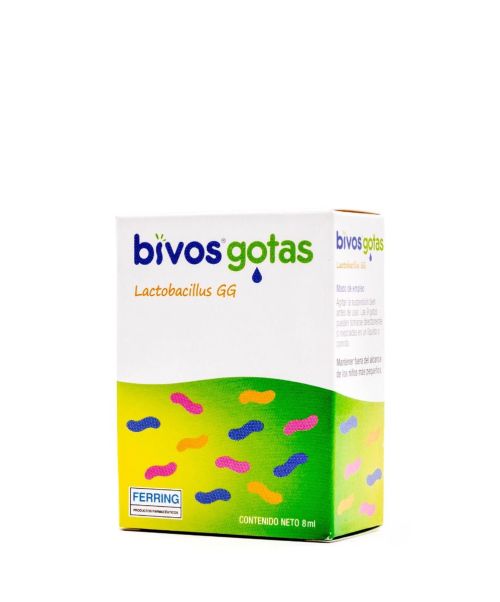 Bivos Gotas Lactobacillus - Probiótico para tratar la diarrea aguda, los gases y el estreñimiento. Probiótico con Lactobacillus rhamnosus GG, cuyo objetivo es el restablecimiento de la flora intestinal, ayudando a tratar la diarrea aguda, los gases y el estreñimiento, especialmente en lactantes y niños. Ayuda a mantener el equilibrio de la flora intestinal que puede verse alterado por tratamientos con antibióticos, por virus o por intoxicaciones alimentarias.