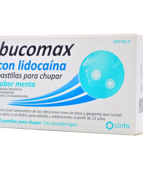 Bucomax lidocaína menta - Calma el dolor de las infecciones fuertes de boca y garganta. 