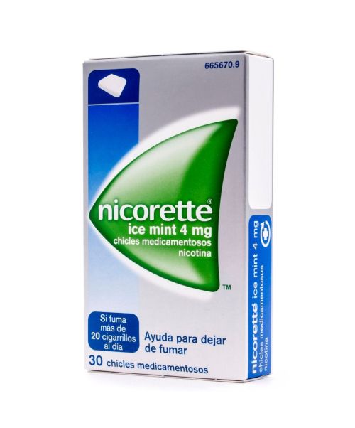 Nicorette (4 mg) ice mint - Son unos chicles con sabor a menta para ayudar a dejar de fumar. Contienen nicotina con lo que ayudan a calmar las ganas de fumar aportando la nicotina que no inhalamos del tabaco.