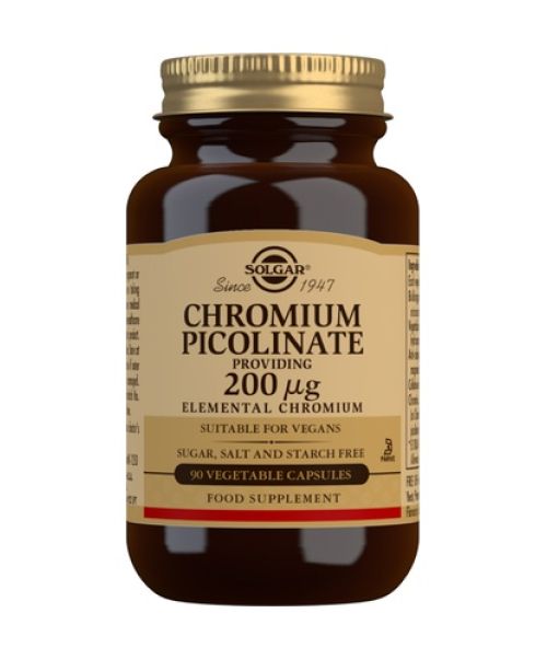 Cromo Picolinato 200mcg - Es un oligoelemento esencial que ayuda al mantenimiento del nivel de glucosa en sangre y favorece el metabolismo.<br>