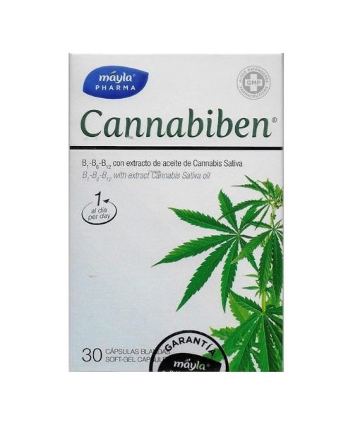 Cannabiben 30 Capsulas - Analgésico que alivia y calma la sensación de dolor. Ideal para todo tipo de dolores, sobretodo cuando afectan a un nervio, como el dolor post herpes, ciática, dolores punzantes... <br>Favorece la recuperación y el desarrollo muscular.