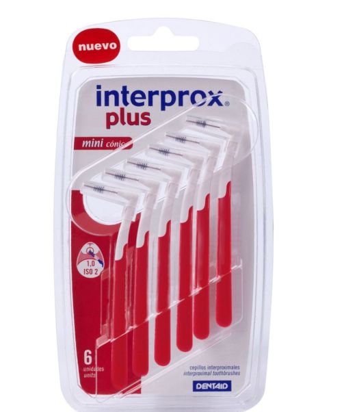 Cepillo dental Interprox plus mini cónico   - Ha sido diseñado para eliminar el biofilm oral (placa bacteriana) acumulado en los espacios interproximales de 1,0 mm, concretamente de la zona premolar o molar.