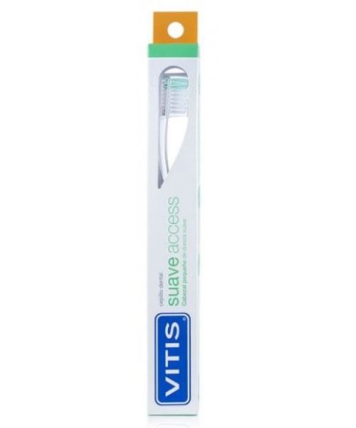 Cepillo Vitis suave access - Es un cepillo dental con filamentos suaves para eliminar eficazmente la placa bacteriana y cabezal de tamaño reducido, específico para boca pequeñas y para acceder a las zonas de difícil acceso.