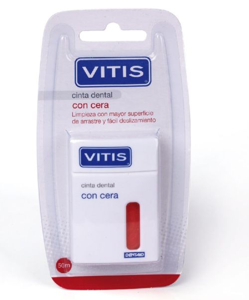 Vitis Cinta dental con cera   - Esta cinta dental reduce la placa bacteriana previniendo la aparición de caries y enfermedades periodontales.