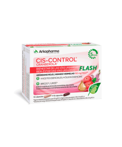 Cis Control Cranberola Flash - Trata las cistitis gracias al arandarno rojo, brezo y 4 aceites esenciales.<br>