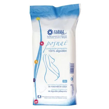  - Compresas postparto que han sido elaboradas con algodón 100% puro para ayudar a prevenir los riesgos de irritaciones, picores y alergias.
