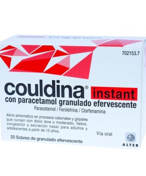 Couldina instant con paracetamol - Calman los síntomas de la gripe. Ayuda a disminuir los síntomas de resfriado, fiebre, catarro, rinitis, sinusitis, mocos y malestar general.