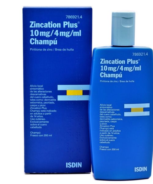 Zincation plus  - Champú que calma el picor y la caspa del cuero cabelludo causado por dermatitis seborreica psoriasis.