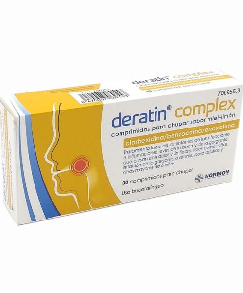 Deratin Complex Miel Limón - Calman las infecciones leves de boca y/o garganta. Válidos también para la afonía y el picor de garganta. 