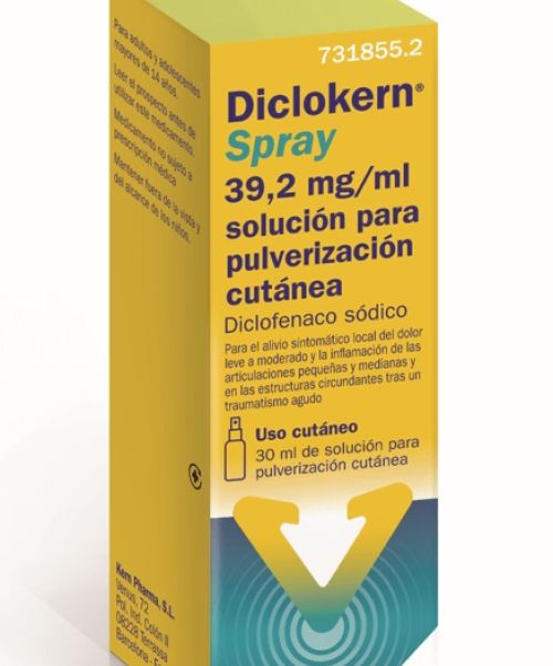 Diclokern Spray 39,2 mg/ml - Spray que alivia el dolor y las molestias oseas y musculares leves producidas por golpes o contusiones.