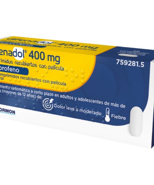Difenadol 400mg - Antiinflamatorio vía oral (ibuprofeno). Se usan para el dolor de garganta (anginas), dolor de cabeza, fiebre, dolores musculares y menstruales.