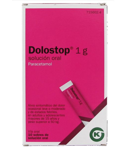 Dolostop 1g - Paracetamol para tratar los diferentes tipos de dolores, bajar la fiebre y calmar el malestar general. Válidos para el dolor de cabeza, de muelas, de boca en general, de regla, de espalda, golpes...