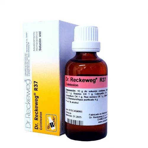  - Dr Reckeweg R37 es un medicamento homeopático indicado para meteorismos, cólicos intestinales, estreñimiento.