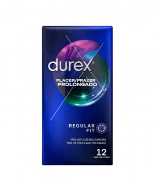 Durex Placer Prolongado   - Durex Placer Prolongado con lubricante reforzado para un sexo más duradero.<br>Preservativo fabricado en látex de caucho natural. De apariencia trasparente, textura lisa, forma anatómica Easy On, Suave y con depósito.