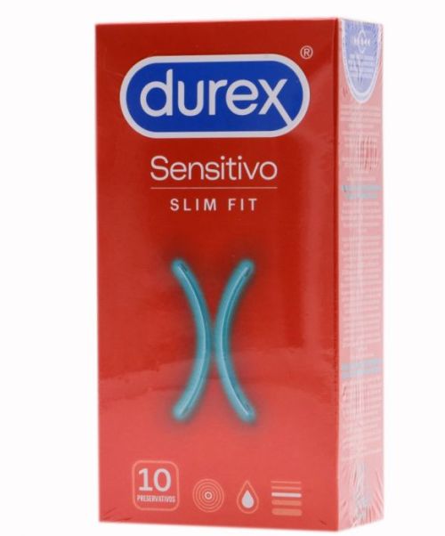 Durex Sensitivo Slim Fit   - Para la comodidad de los que prefieren un tamaño más ajustado.<br>Preservativo fabricado en látex de caucho natural. De apariencia trasparente, textura lisa, forma anatómica Easy On y con depósito.