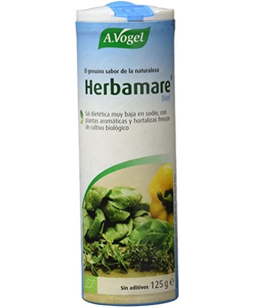 Herbamare Diet - Es una sal sin sodio ideal para dietas bajas en sal o sin sal. Su fórmula está compuesta de hortalizas frescas cultivadas sin añadidos químicos y plantas aromáticas. Aporta a la comida un toque de sabor muy sabroso