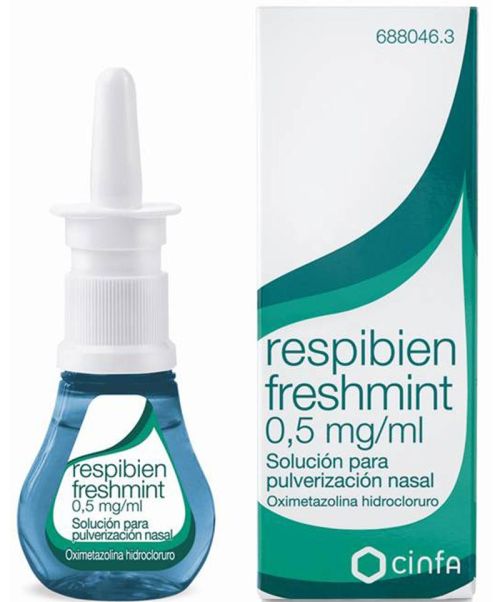 Respibien freshmint (0.05%) - Alivia la congestión nasal. Es un spray descongestivo para la nariz de menta fresca. Vale para congestión nasal, sinusitis, rinitis...No usar más de cuatro días seguidos.