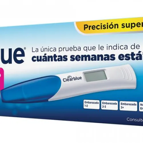  - Prueba de embarazo de alta precisión que indica las semanas de gestación. Con pantalla digital. Su precisión supera el 99%. Se utiliza con una muestra de orina.  