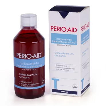  - Este tratamiento colutorio es un antiséptico bucal para el tratamiento de las enfermedades periodontales y periimplantarias a base de Clorhexidina 0,12% (CHX) y Cloruro de Cetilpiridinio 0,05% (CPC).