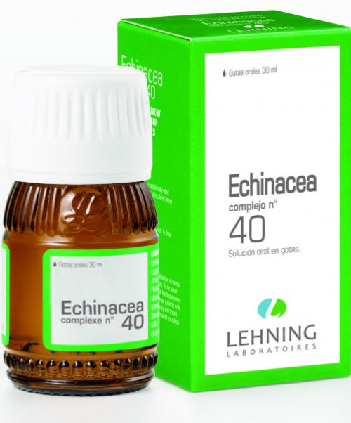 ECHINACEA N° 40   - Es un medicamento homeopático tradicionalmente empleado como tratamiento complementario de las supuraciones localizadas, en particular otorrinolaringología (ORL) o dermatológicas.