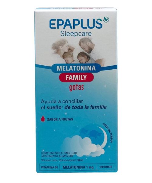 Epaplus Sleepcare Melatonina Family Gotas - Ayuda a conciliar el sueño con melatonina y vitamina B6. Para el sueño de toda la familia.