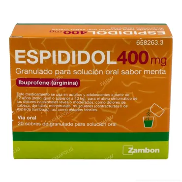  - Antiinflamatorio vía oral. Se usan para el dolor de garganta (anginas), dolor de cabeza, dolores musculares y menstruales.