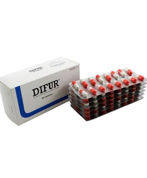 Difur 120 mg - Son unas cápsulas para tratar la dermatitis de la piel que cursa con inflamación leve o moderada de la zona