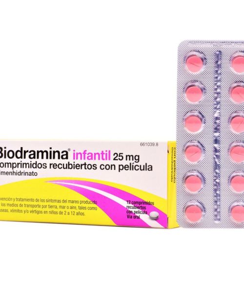 Biodramina infantil (25 mg) - Son unos comprimidos para el mareo en los niños. Valen para los mareos de los viajes, ya sean en autobús, barco o coche. Evitan los vómitos.