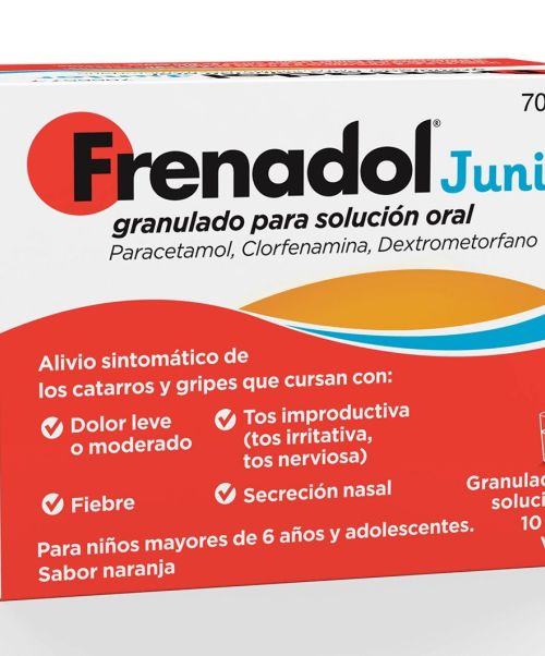 Frenadol junior  - Alivian los síntomas de la gripe de los niños. Ayuda a disminuir los síntomas de resfriado, fiebre, catarro, rinitis, sinusitis, mocos y malestar general.