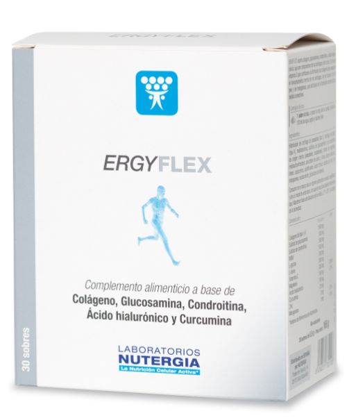 Ergyflex - Aporta componentes del cartílago tales como colágeno, glucosamina, condroitina.. para apoyar las articulaciones muy solicitadas durante el esfuerzo. Protección articular.