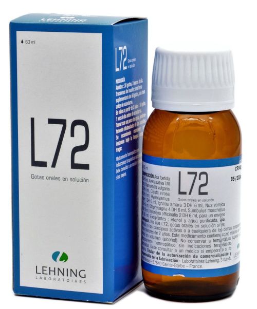 L72 - Es un medicamento homeopático tradicionalmente empleado en los trastornos ligados a la ansiedad e hiperexcitabilidad (emotividad, nerviosismo...) y en los trastornos del sueño.