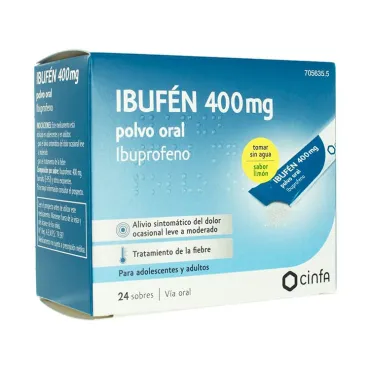  - Antiinflamatorio vía oral (ibuprofeno) . Se usan para el dolor de garganta (anginas), dolor de cabeza, fiebre, dolores musculares y menstruales.