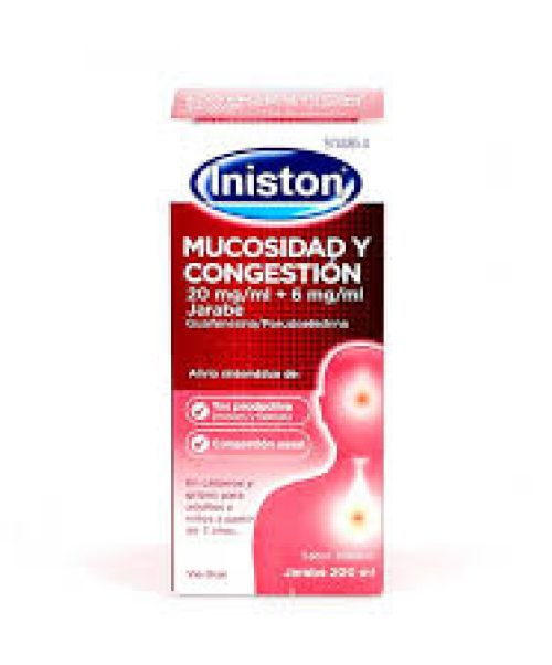 Iniston mucosidad y congestión - Jarabe que ayuda a expulsar el moco y aliviar la congestión nasal causada por resfriado o gripe.
