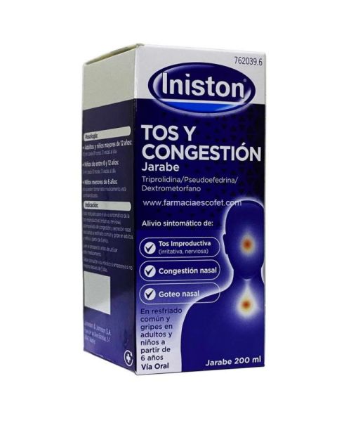 Iniston tos y congestión - Calma la tos seca y descongestiona la nariz y los mocos.