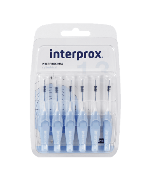 Cepillo dental Interprox cilíndrico - Este cepillo ha sido diseñado para eliminar el biofilm bucal (placa bacteriana) acumulado en los espacios interproximales de 1,3 mm y es especialmente recomendable para los dientes anteriores.