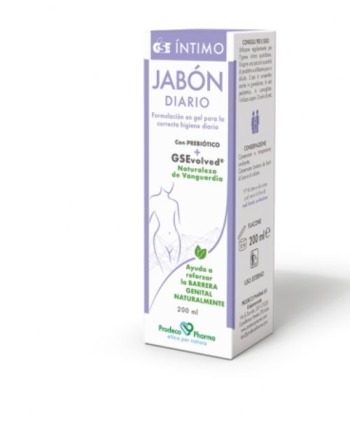 Jabón Diario Intimo GSE  - Gel vaginal específico para la mucosa genital externa. Ayuda a reforzar la barrera genital naturalmente. Está formulado en forma de gel y pensado para la higiene vaginal diaria.<br>