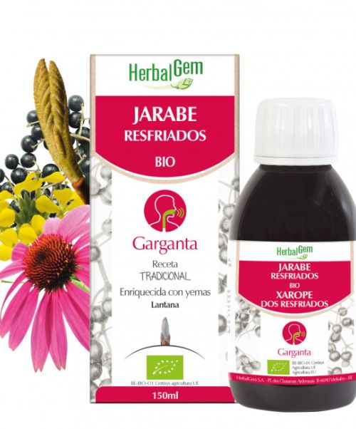 Jarabe Resfriados - Calma la irritacion de garganta y la tos seca. El tomillo, la equinácea y el barbadejo ayudan a mantener sanas las vías respiratorias superiores. El saúco, el tomillo y la equinácea refuerzan las defensas naturales.