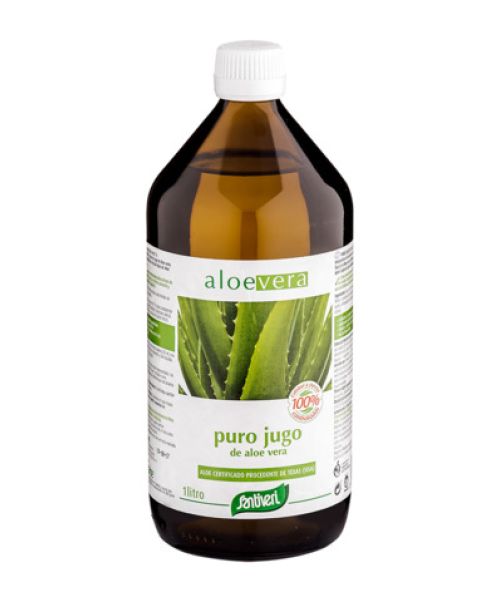 Jugo Aloe Vera Puro - Es la bebida digestiva y depurativa a base Aloe barbadensis Miller que te ayudará a mantener un correcto funcionamiento digestivo. Obtenido a partir del gel interno de la hoja de la planta de aloe, se estabiliza y procesa en frío para mantener todas sus propiedades.